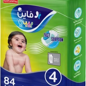 حفاضات فاين بيبي سريعة الامتصاص، مقاس 4، حجم كبير 7-14 كجم، عبوة التوفير 84 حفاضة
